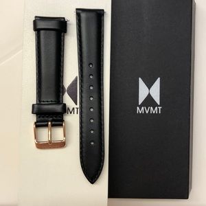 MVMT Black Leather Detachable Strap w/ Rose Gold